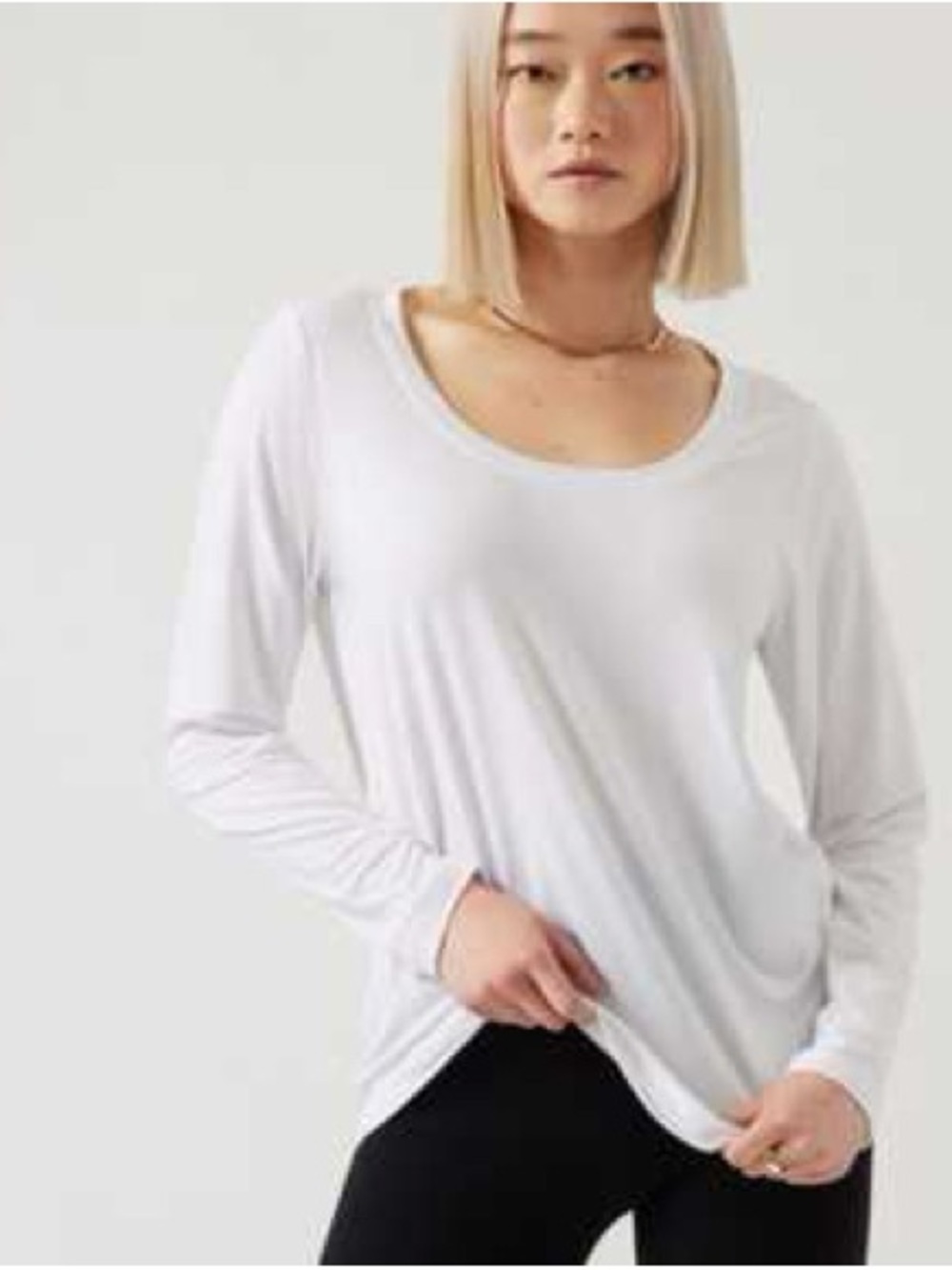 NWT Athleta Stratus II Long Sleeve Scoop Neck Top White 1X